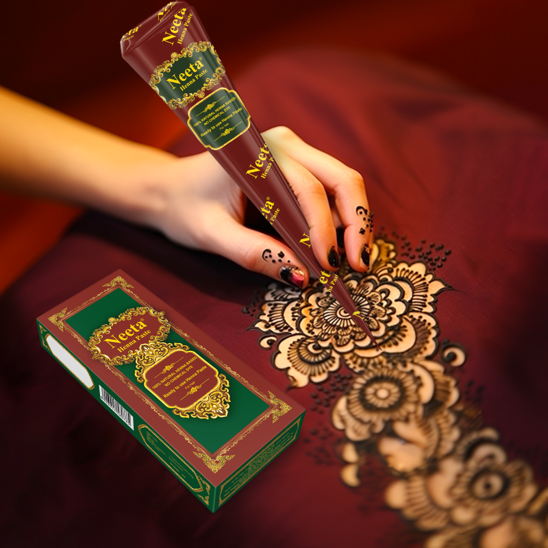 Neeta Mehendi Cone for Hand Design – 4 Henna Cones (20g Each Cone) for Bridal, Wedding & Dulhan Mehndi | Natural Henna Paste, Ready-to-Use, Long-Lasting Color, Chemical Free, Safe for Skin