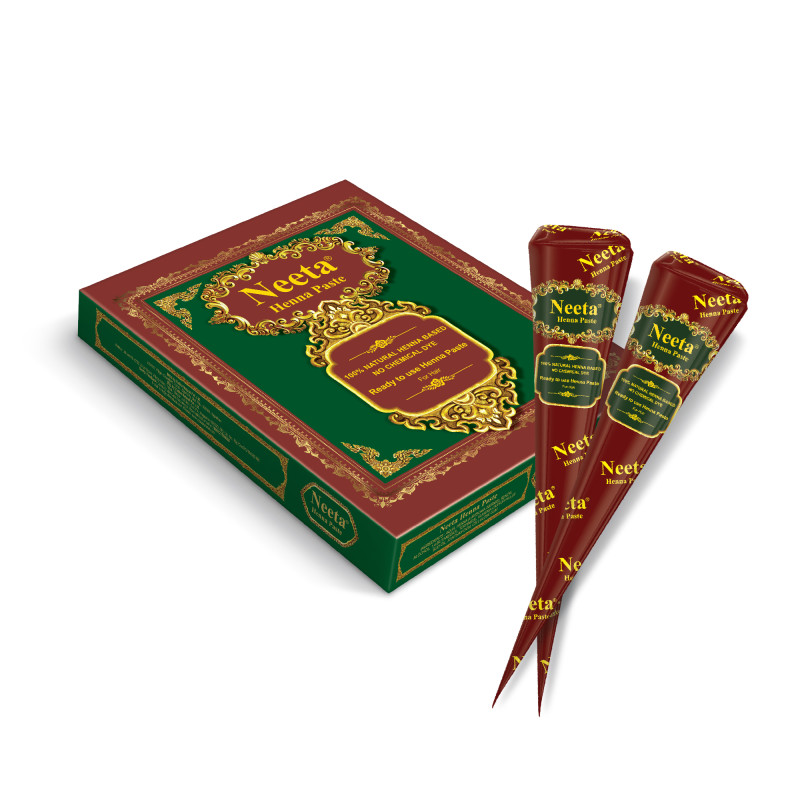 Neeta Mehendi Cone for Hand Design – 4 Henna Cones (20g Each Cone) for Bridal, Wedding & Dulhan Mehndi | Natural Henna Paste, Ready-to-Use, Long-Lasting Color, Chemical Free, Safe for Skin
